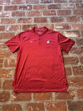 Nike Dri-FIT Mens L Crimson ShortSleeve Collarless Washington State Cougars Polo